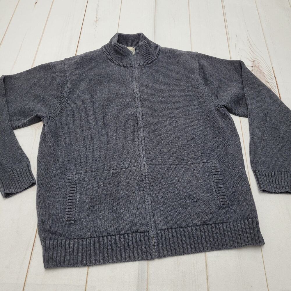 Vintage LL Bean gray sweater jacket full zip 100% cotton preppy old money